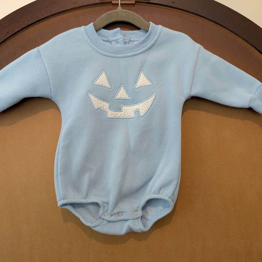 Blue Pumpkin Face Kids One Piece